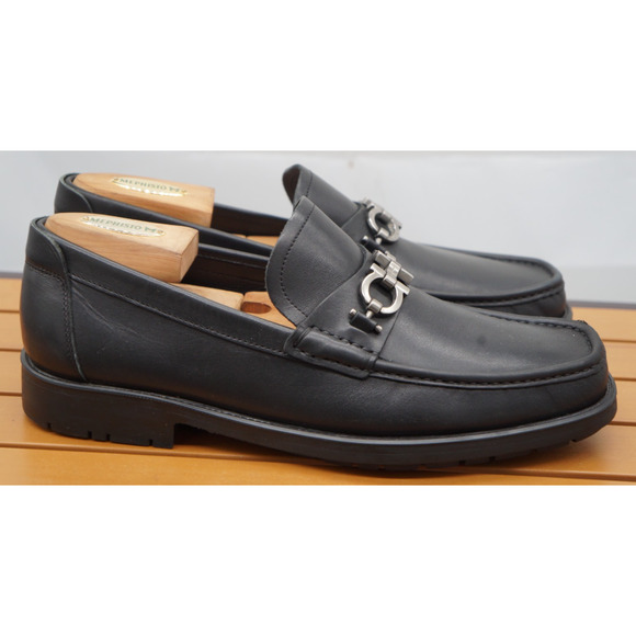 Salvatore Ferragamo David Gancini bit loafers Black Leather Loafers Size 9.5 main image 7